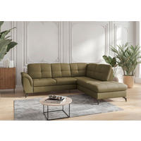 ECKSOFA in Vliesstoff Kombination Echtleder/Stoff Olivgrün  244/212 cm  - Schwarz/Olivgrün, MODERN, Leder/Textil (244/212cm) - Sit & More