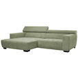 ECKSOFA in Webstoff Olivgrün  182/279 cm  - Schwarz/Olivgrün, KONVENTIONELL, Textil/Metall (182/279cm) - Hom`in