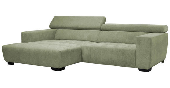 ECKSOFA in Webstoff Olivgrün  182/279 cm  - Schwarz/Olivgrün, KONVENTIONELL, Textil/Metall (182/279cm) - Hom`in
