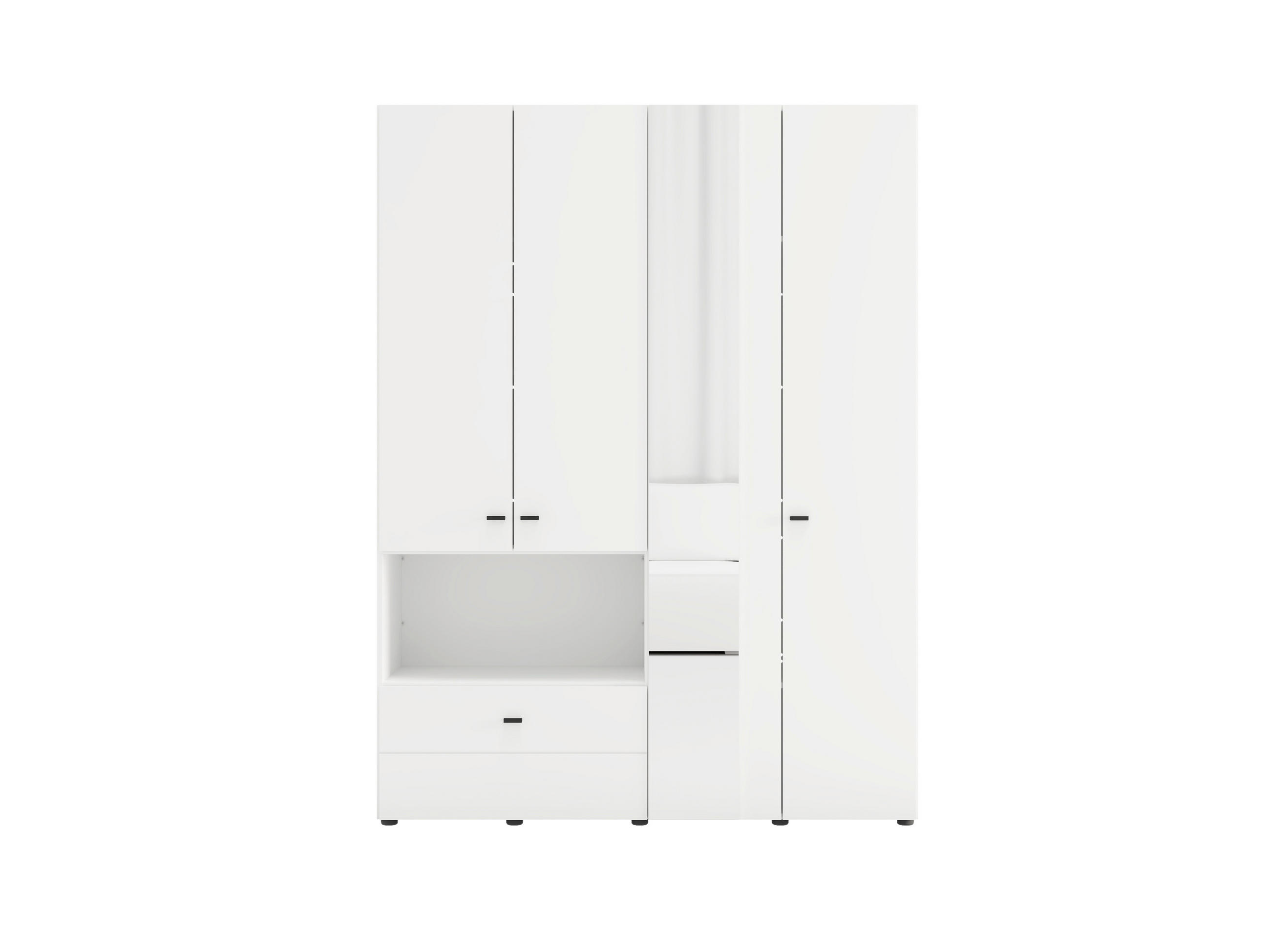 ORMAR ZA ODJEĆU bijela   - bijela/crna, Moderno, staklo/drvni materijal (155/207,5/52cm) - Ti'me