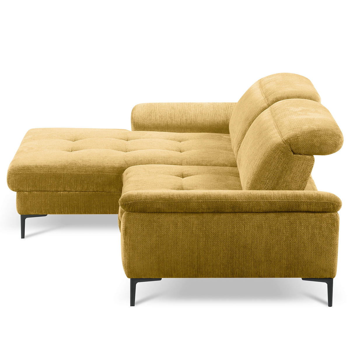 ECKSOFA  Webstoff Senfgelb  - Senfgelb/Schwarz, Design, Textil/Metall (195/268cm) - Livetastic