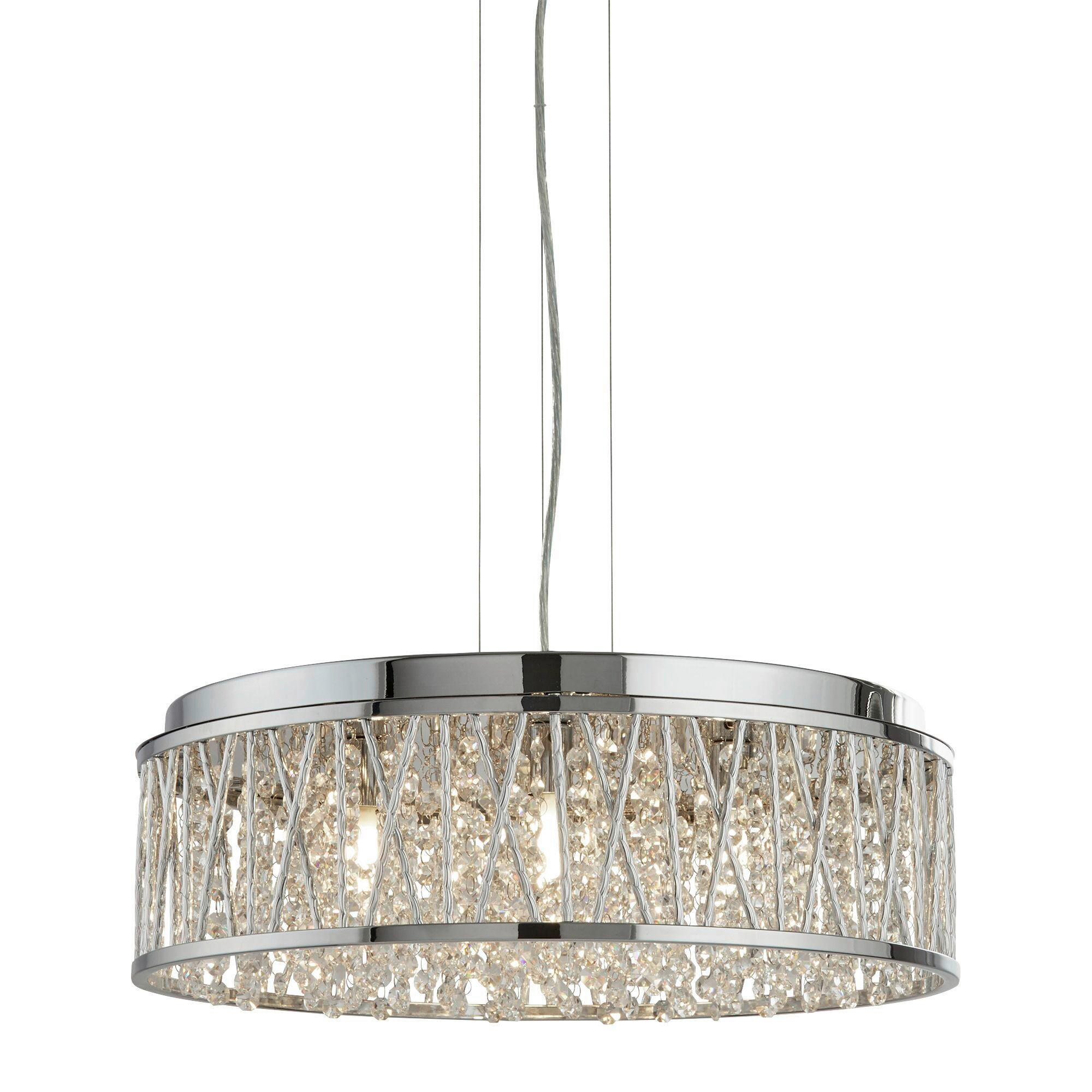 KRISTALL-HÄNGELEUCHTE 48/135 cm   - Chromfarben, KONVENTIONELL, Glas/Metall (48/135cm)