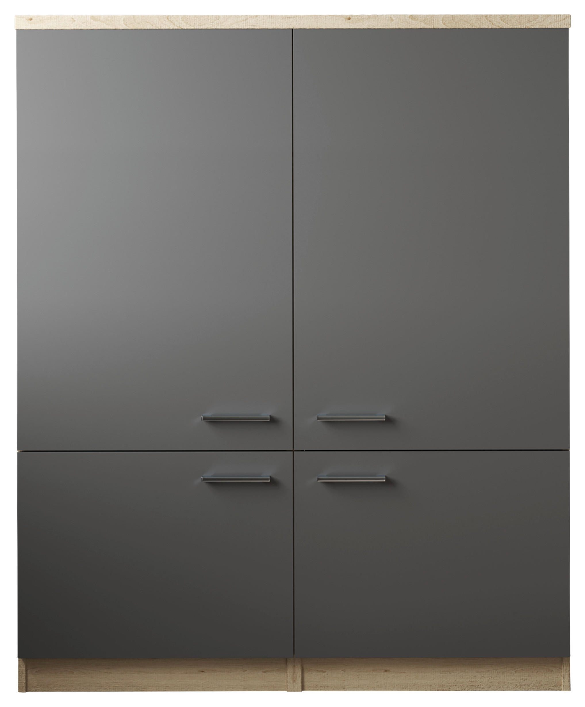 HÖGSKÅP  - silver/grå, Basics, metall/trämaterial (120/144,9/60cm) - Respekta