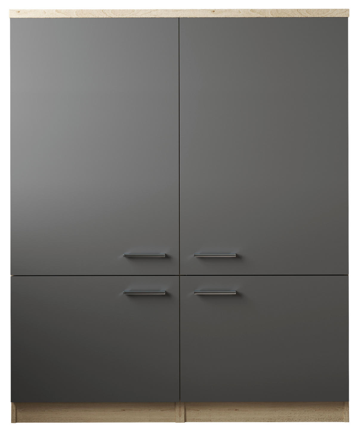 MULTISKÅP  - silver/ekfärgad, Basics, metall/trämaterial (120/144,9/60cm) - Respekta