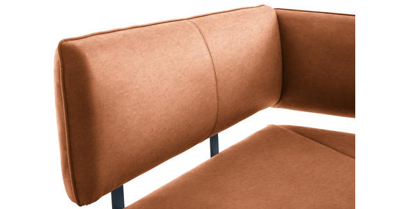 ECKBANK 140/180 cm in Schwarz, Cognac - Cognac/Schwarz, MODERN, Textil/Metall (140/180cm) - Cantus