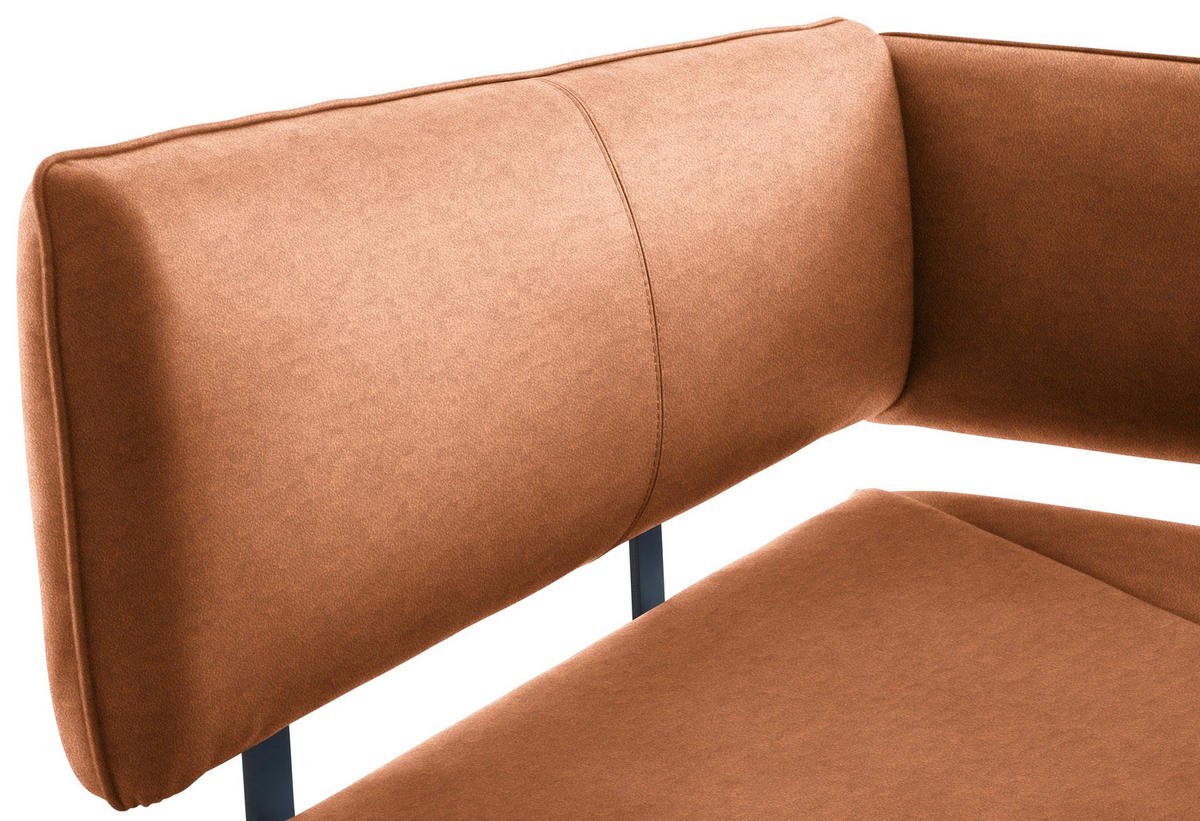 ECKBANK 150/190 cm  in Cognac  - Cognac/Schwarz, MODERN, Textil/Metall (150/190cm) - Cantus