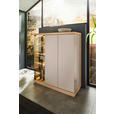 HIGHBOARD Rosa, Eichefarben, Beige  117/128/38 cm  - Eichefarben/Beige, Design, Glas/Holz (117/128/38cm) - Belluti