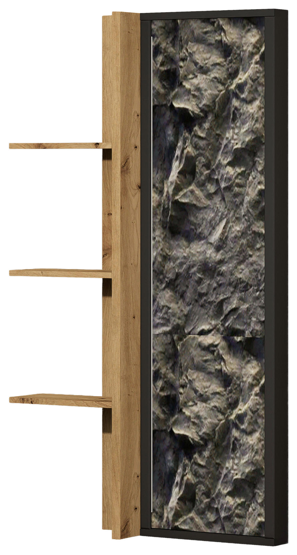 WOHNWAND  in Graphitfarben, Eiche Artisan  220/205/49 cm  - Schwarz/Graphitfarben, Design, Glas/Holzwerkstoff (220/205/49cm) - Cantus