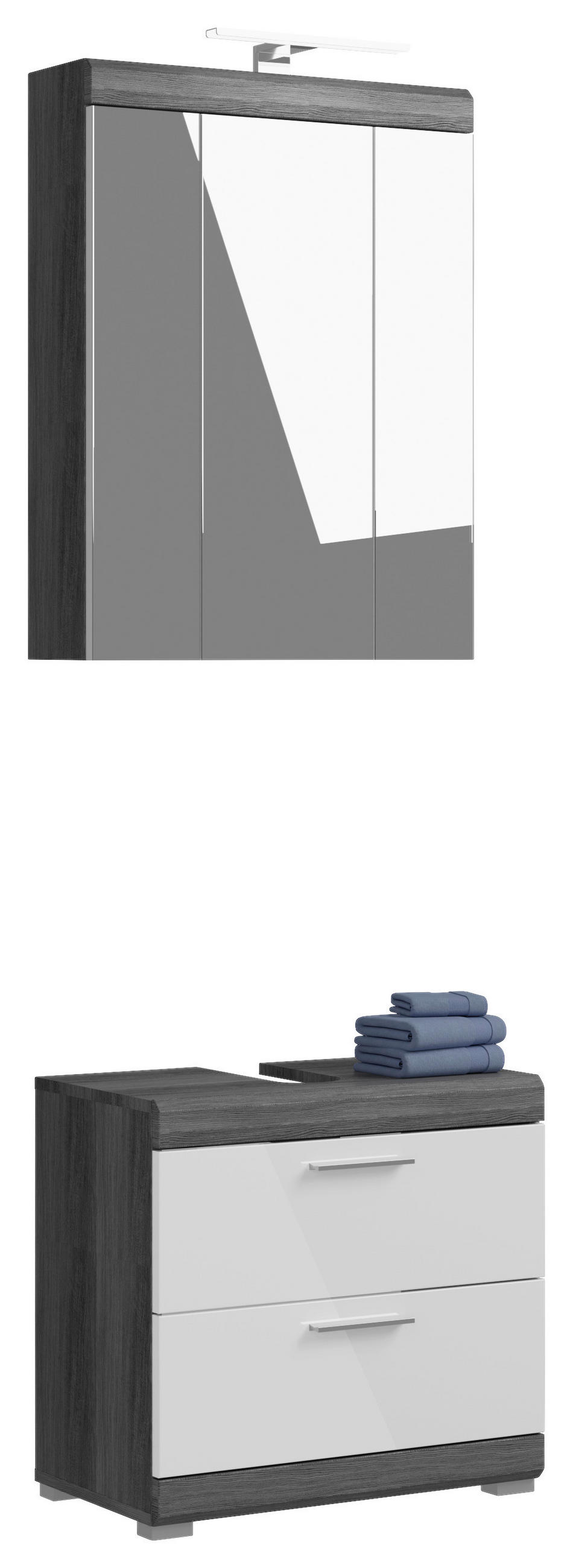 BADEZIMMER 2-teilig  in 60 cm  - Weiß Hochglanz, MODERN, Holzwerkstoff/Kunststoff (60cm) - MID.YOU
