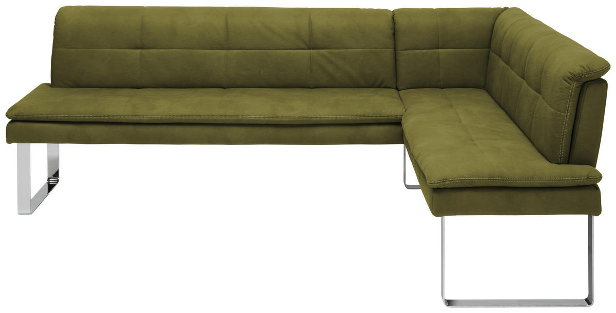 ECKBANK Metall, Textil Grün, Chromfarben  - Chromfarben/Beige, Design, Textil/Metall (233/174cm) - Novel