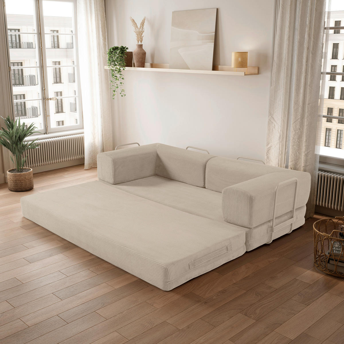 SCHLAFSOFA Cord Creme  - Creme, MODERN, Textil (200/70/90cm) - Livetastic
