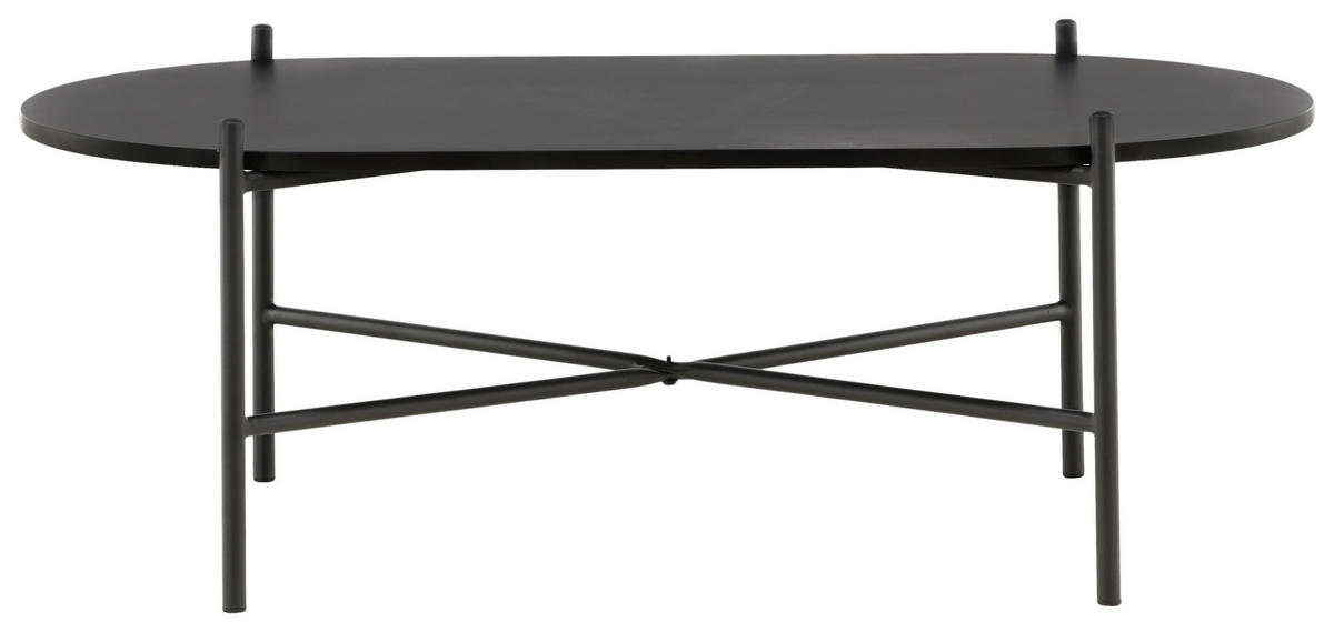 COUCHTISCH 120/60/45 cm oval Schwarz  - Schwarz, Design, Holzwerkstoff/Metall (120/60/45cm) - Livetastic