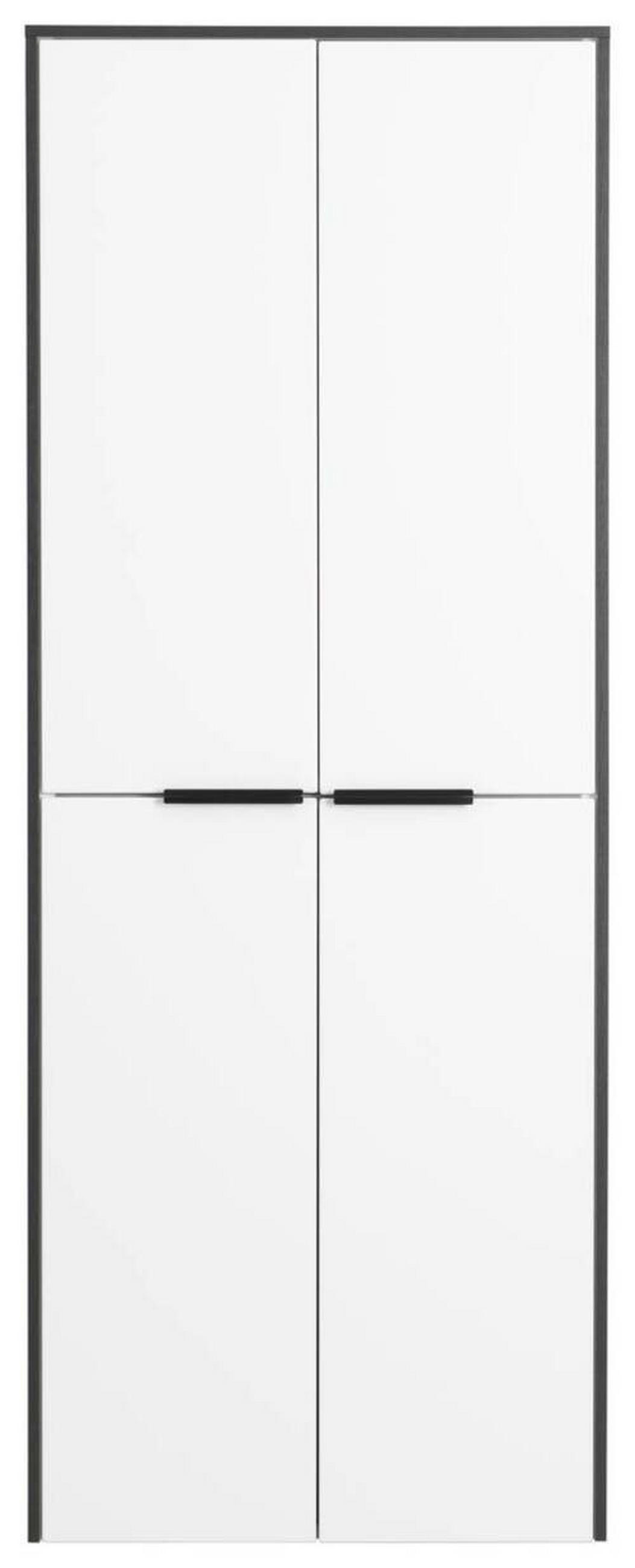 HOCHSCHRANK 62,8/163,3/32,0 cm  - Weiß Hochglanz/Schwarz, Basics, Glas/Holzwerkstoff (62,8/163,3/32,0cm) - Voleo