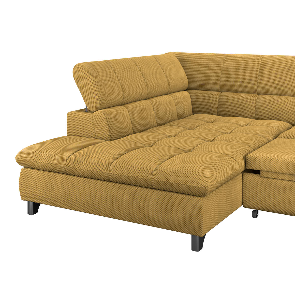 ECKSOFA Senfgelb Chenille  - Chromfarben/Senfgelb, KONVENTIONELL, Textil/Metall (234/312cm) - Livetastic
