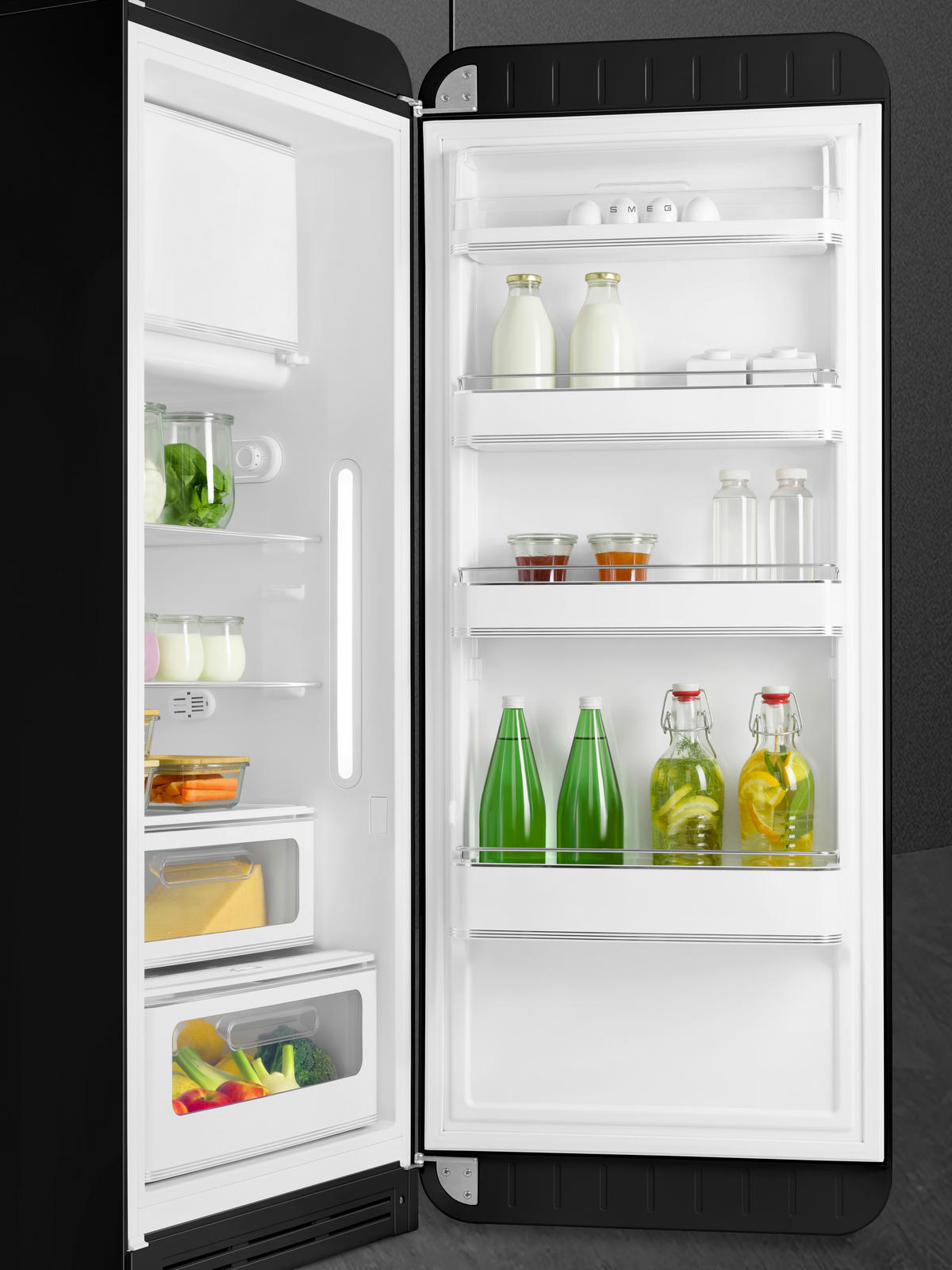 KÜHLSCHRANK 60/150/72,8 cm FAB28RBL6  - Schwarz, Basics, Glas/Metall (60/150/72,8cm) - SMEG
