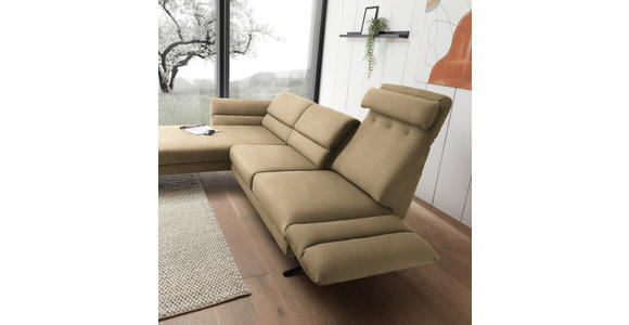 ECKSOFA Senfgelb Flachgewebe  - Senfgelb/Schwarz, Design, Textil/Metall (176-217/279-327cm) - Dieter Knoll