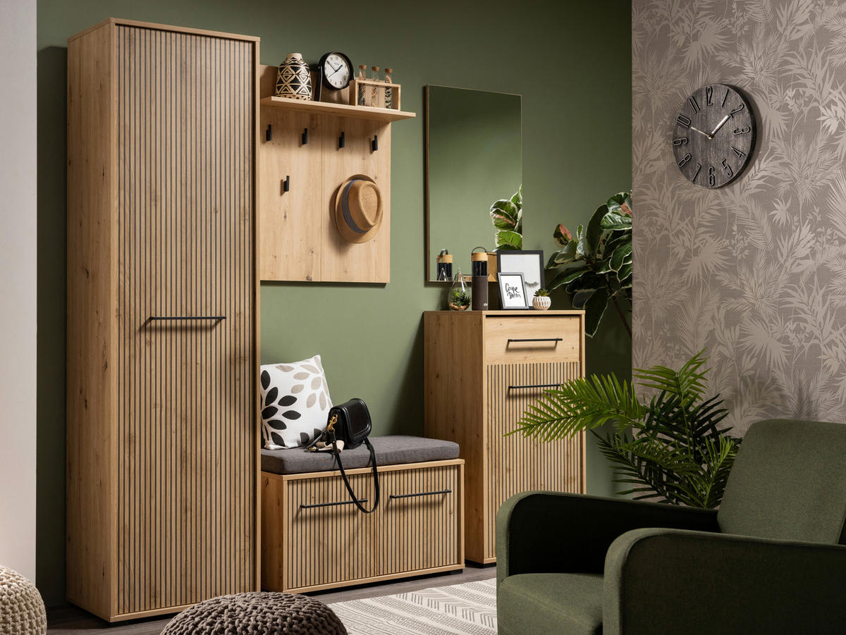 GARDEROBNA OMARA hrast artisan - hrast artisan, Basics, leseni material (54,5/197,5/40cm) - Xora