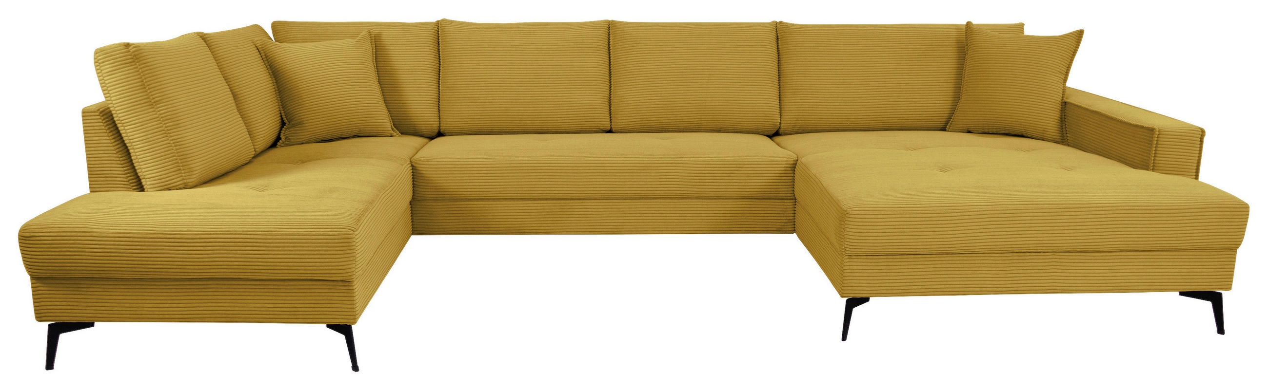 WOHNLANDSCHAFT ZERO Senfgelb Cord  - Senfgelb/Schwarz, Trend, Textil/Metall (195/362/173cm) - Livetastic