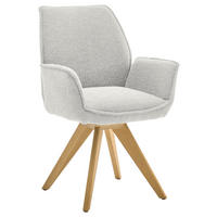 ARMLEHNSTUHL  Stoffauswahl, inklusive Armlehnen, Sitzfläche 180° drehbar Bouclé  Eichefarben, Beige  - Wildeiche/Eichefarben, Design, Holz/Textil (63/91/65cm) - Musterring