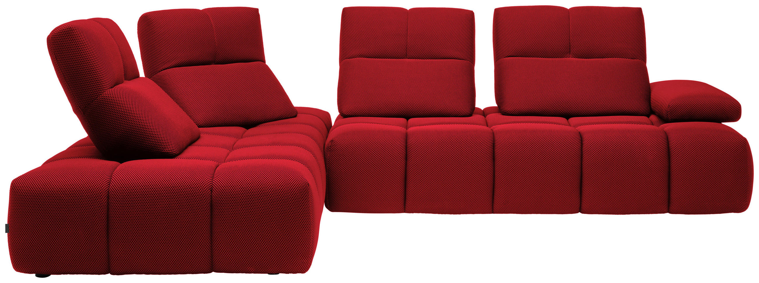 ECKSOFA in Struktur Rot  233/313 cm  - Rot/Schwarz, Design, Kunststoff/Textil (233/313cm) - Belluti