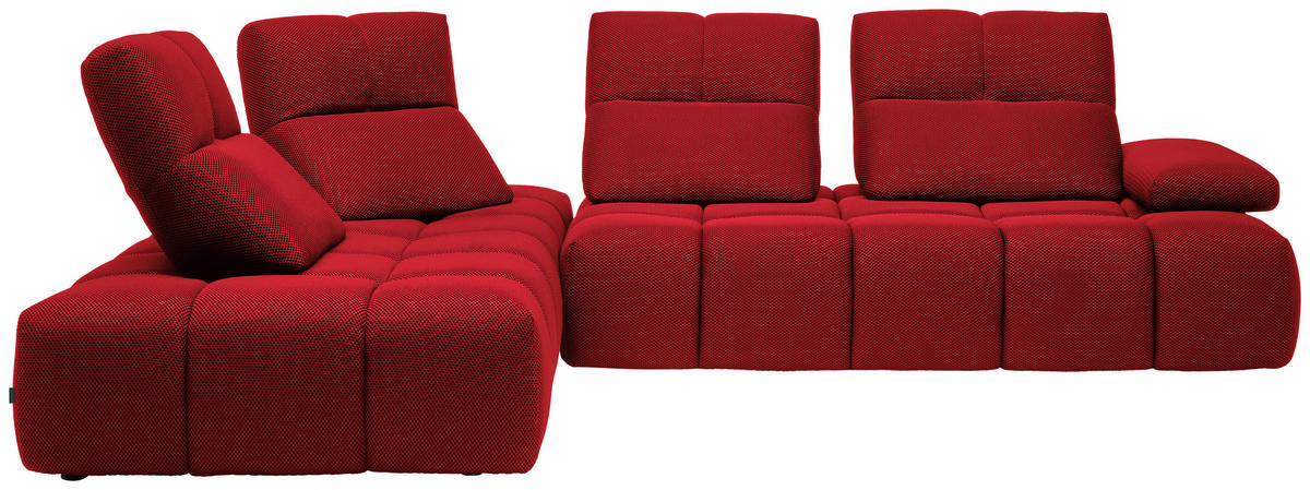 ECKSOFA in Struktur Rot  233/313 cm  - Rot/Schwarz, Design, Kunststoff/Textil (233/313cm) - Belluti