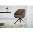 ARMLEHNSTUHL  Sitzfläche 360° drehbar, automatische Rückholfunktion Leinenoptik  - Schwarz/Braun, Design, Holz/Textil (61/84/62cm) - Valnatura