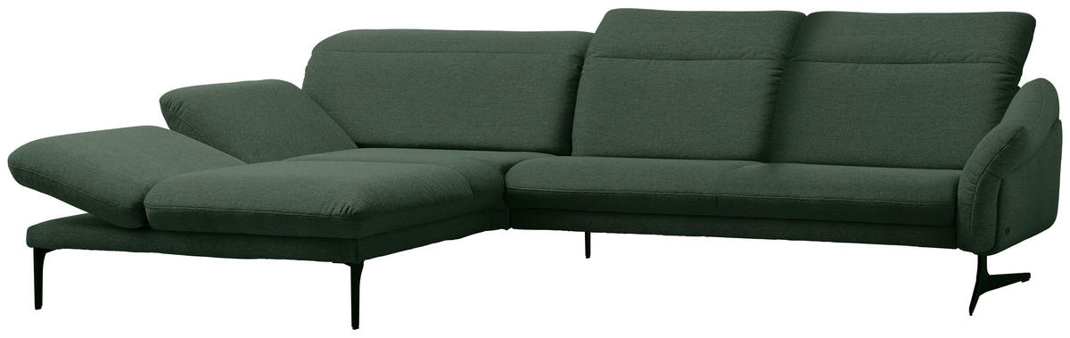 ECKSOFA in Webstoff Grün  - Anthrazit/Grün, Design, Textil/Metall (203/299cm) - Himolla