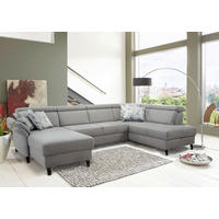 WOHNLANDSCHAFT Hellgrau Mikrofaser  - Hellgrau/Schwarz, KONVENTIONELL, Textil/Metall (165/317/193cm) - Sit & More