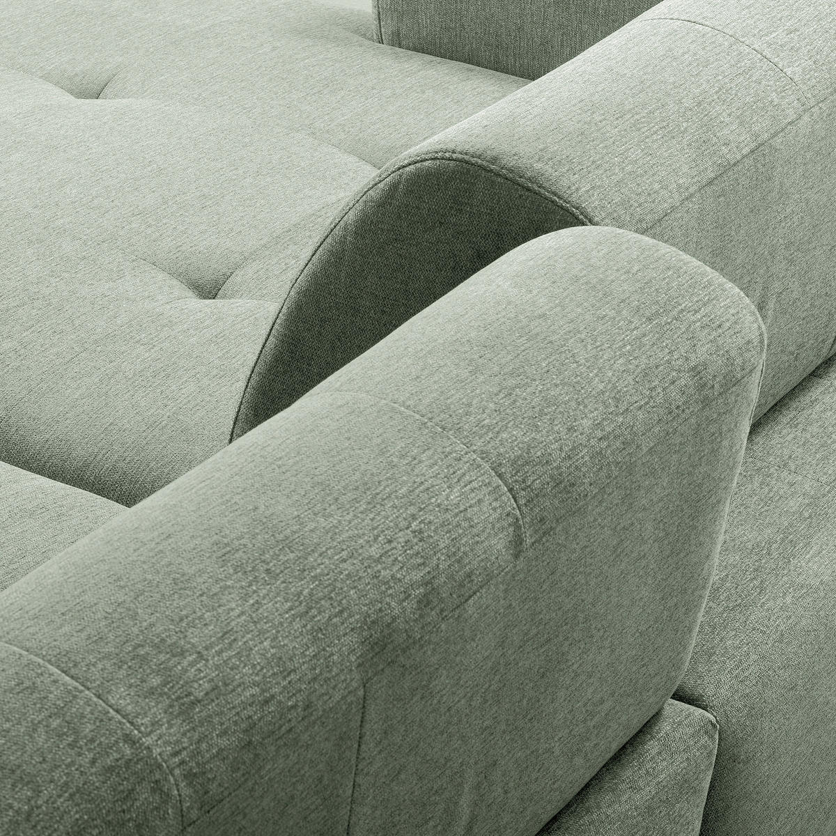 ECKSOFA AUSTIN Salbeigrün Flachgewebe Sitztiefenverstellung  - Salbeigrün/Schwarz, Design, Kunststoff/Textil (169/286cm) - Livetastic