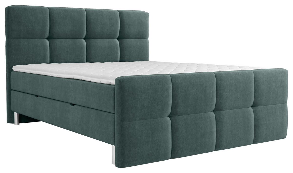 BOXBETT 180/200 cm  Türkis  - Türkis/Chromfarben, Modern, Holz/Holzwerkstoff (180/200cm) - Esposa