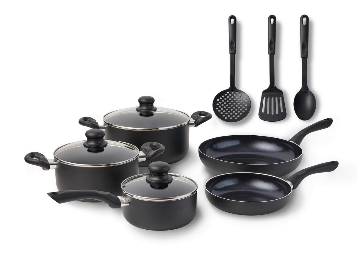 GRYT- OCH KASTRULLSET 8 delar  - svart/transparent, Basics, metall/glas - Homeware Profession.
