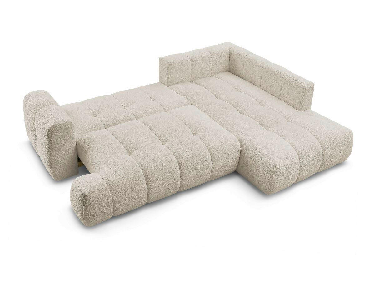ECKSCHLAFSOFA EVEREST Bouclé Beige  inkl. Rückenkissen, Schlaffunktion  - Beige/Schwarz, MODERN, Kunststoff/Textil (282/204cm)