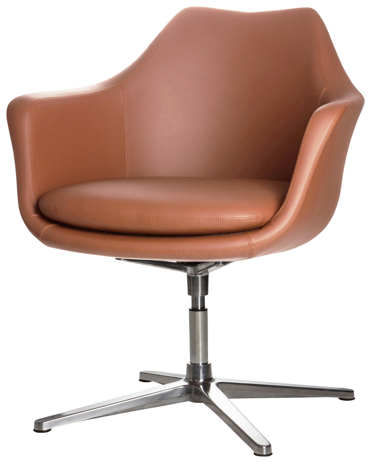 DREHSTUHL Lederlook Braun  - Silberfarben/Braun, Basics, Textil/Metall (67/85/63cm) - MID.YOU