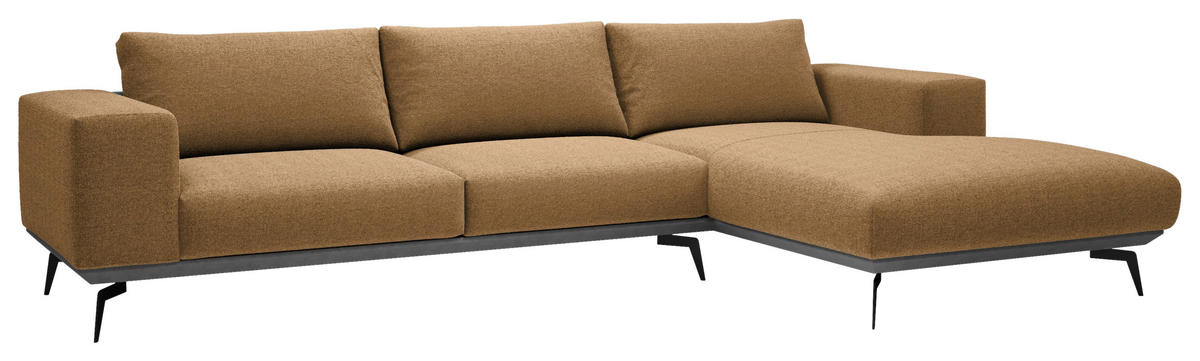 ECKSOFA Rostfarben Chenille  - Rostfarben/Schwarz, Design, Holz/Textil (330/180cm) - MID.YOU