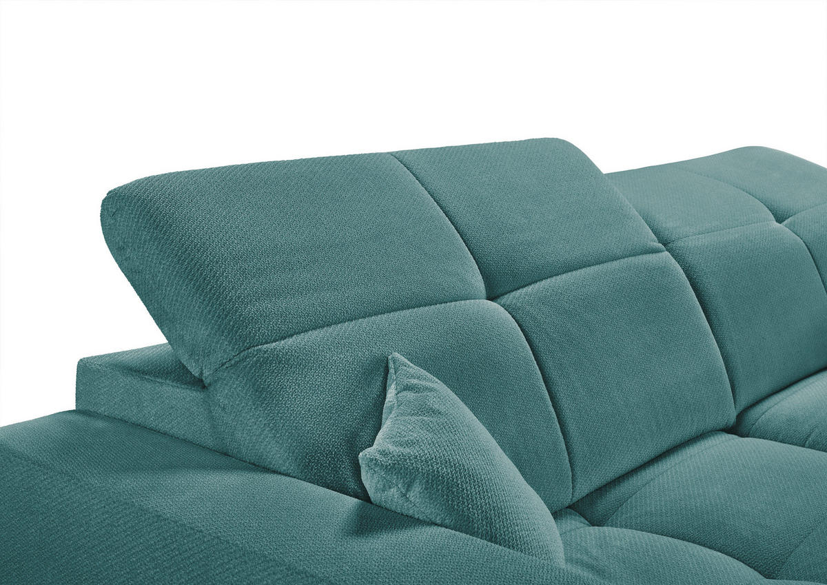 ECKSOFA Petrol Webstoff  - Petrol/Schwarz, KONVENTIONELL, Textil/Metall (285/180cm) - SetOne by Musterring
