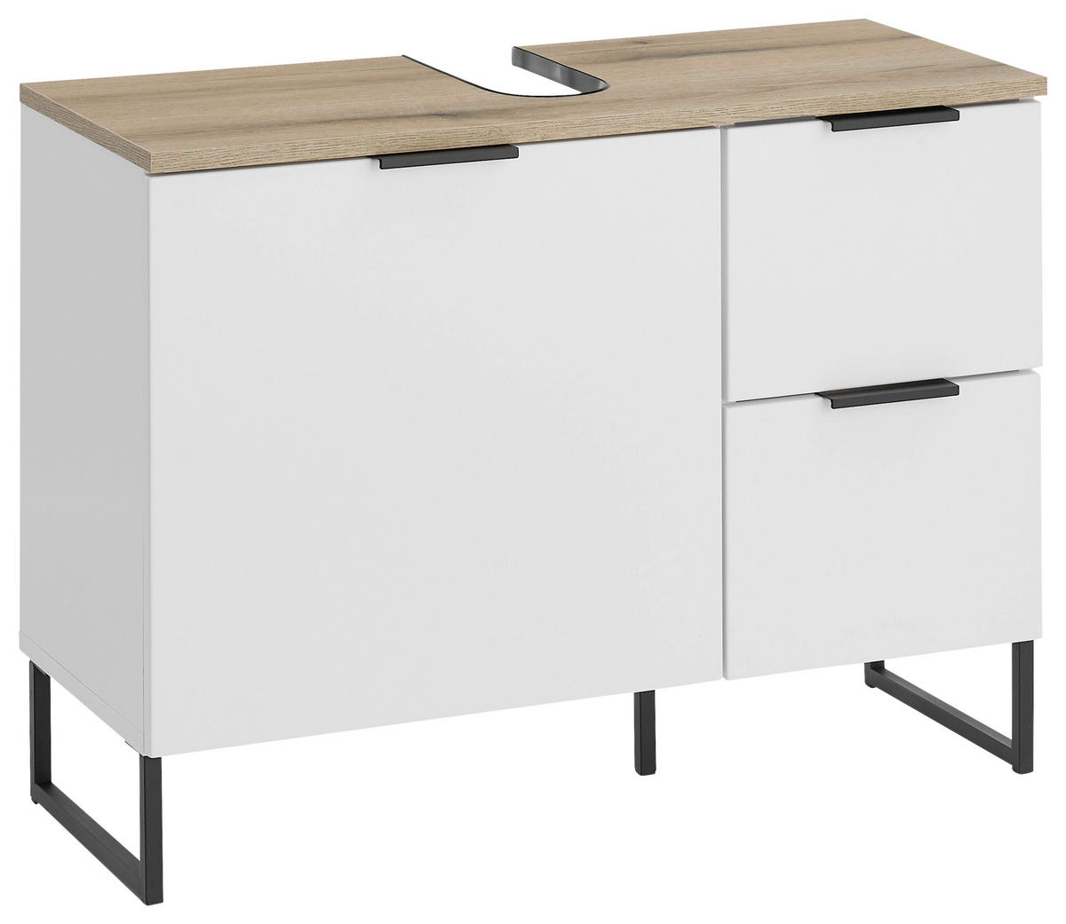 SKŘÍŇKA POD UMYVADLO, bílá, bílá, barvy dubu, 80/60/35 cm - bílá/černá, Konvenční, kov/kompozitní dřevo (80/60/35cm) - home24