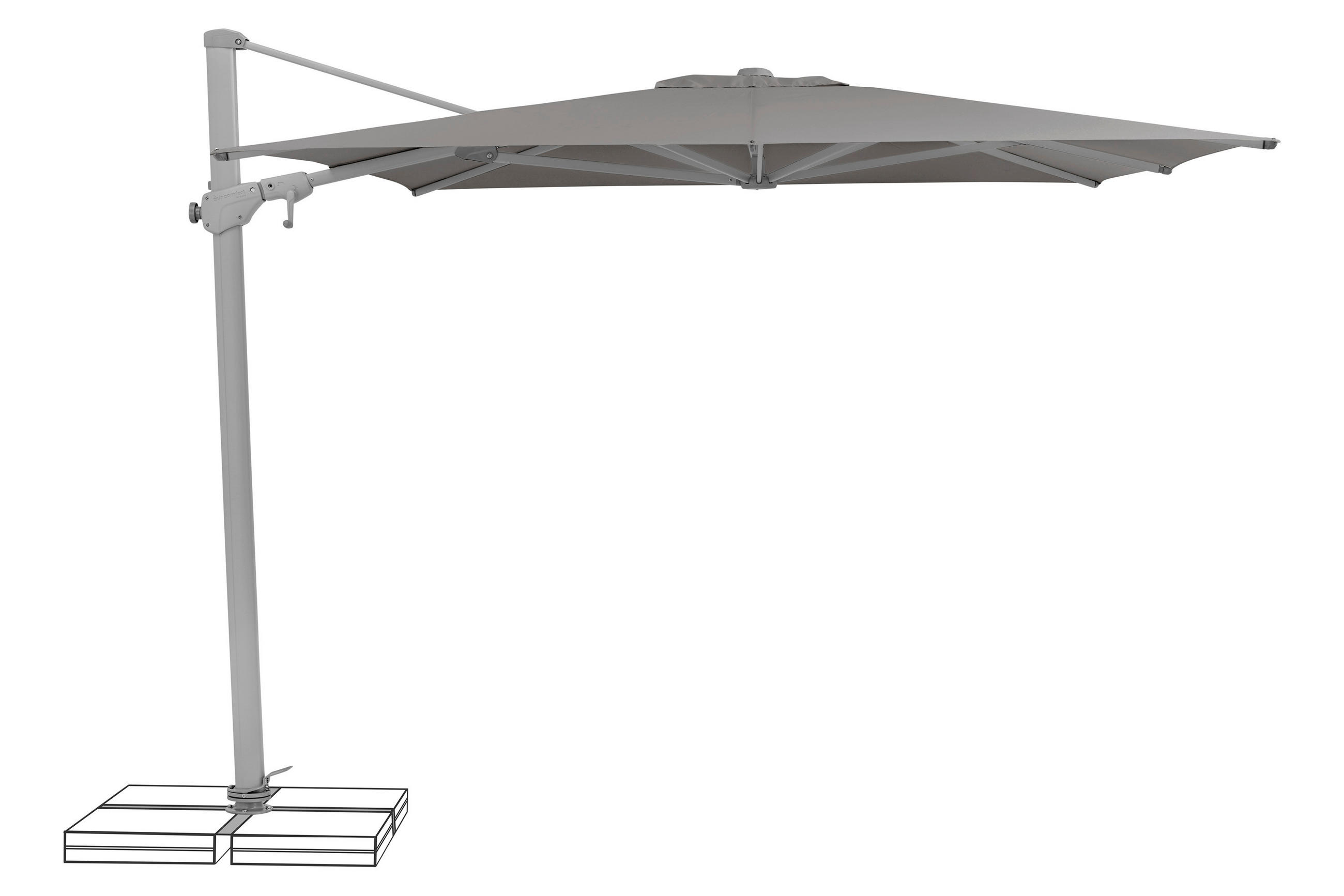 AMPELSCHIRM 330x270 cm  - Dunkelgrau/Silberfarben, Basics, Textil/Metall (330/270cm) - Suncomfort by Glatz
