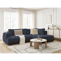 ECKSCHLAFSOFA FUJI Bouclé Dunkelblau  inkl.  - Schwarz/Dunkelblau, MODERN, Kunststoff/Textil (282/204cm)