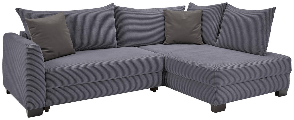 CANAPÉ D'ANGLE in Cord Dunkelgrau  - Dunkelgrau/Schwarz, Konventionell, Holz/Textil (267/181cm) - Carryhome