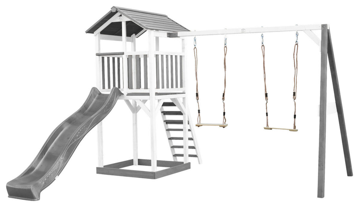 SPIELTURM 356,6/241,9/349 cm  - Weiß/Grau, KONVENTIONELL, Holz/Kunststoff (356,6/241,9/349cm) - Ambia Garden