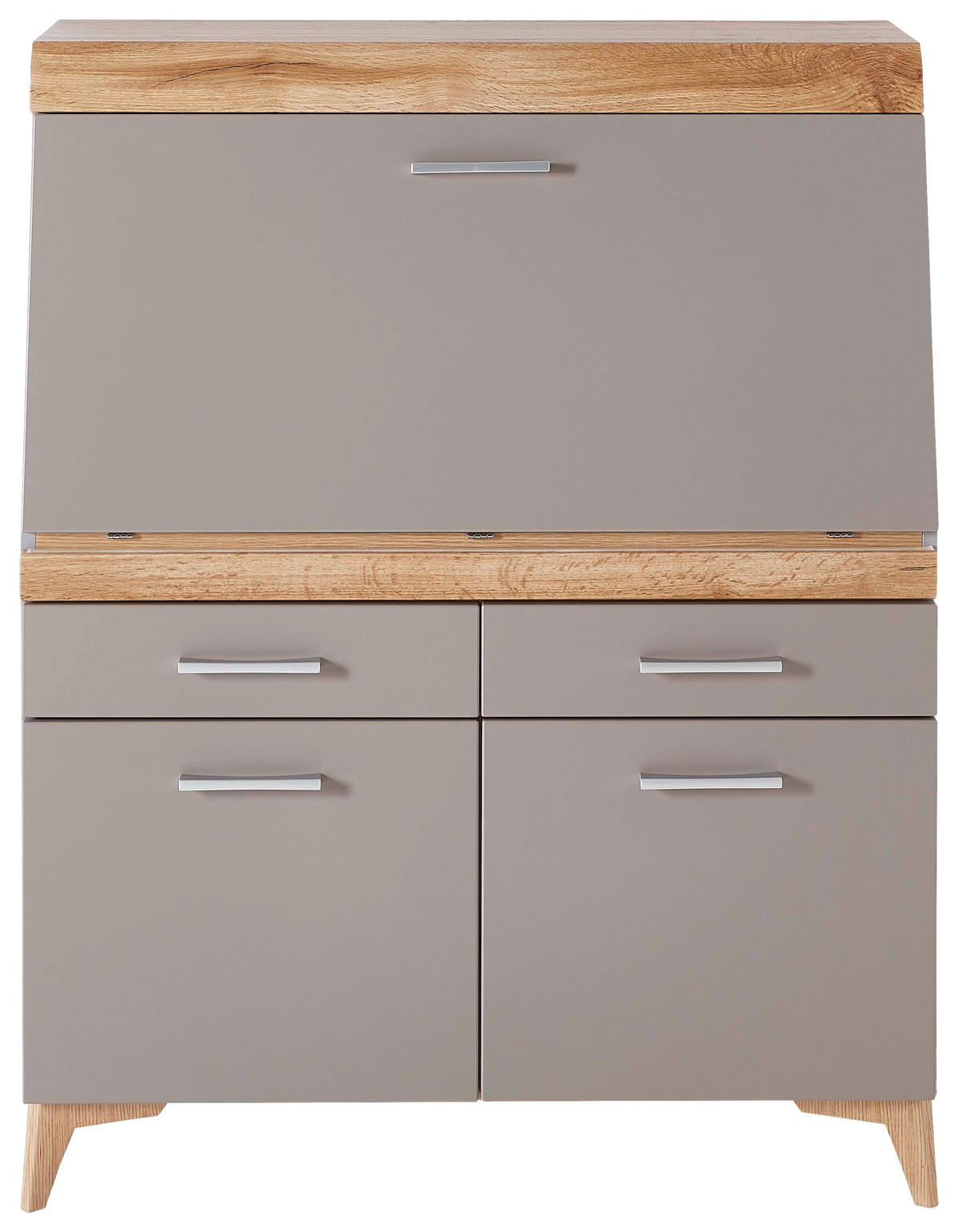 SEKRETÄR  Kabeldurchlass, Stauraum  - Eichefarben/Alufarben, LIFESTYLE, Holzwerkstoff/Kunststoff (98/124/39,6cm) - Carryhome