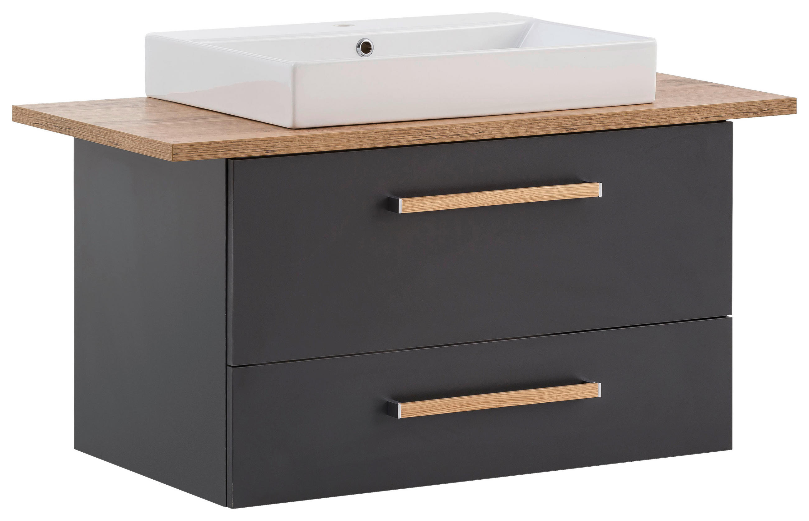 Stylife Waschtischkombi Anthrazit, Eiche 102.2 cm