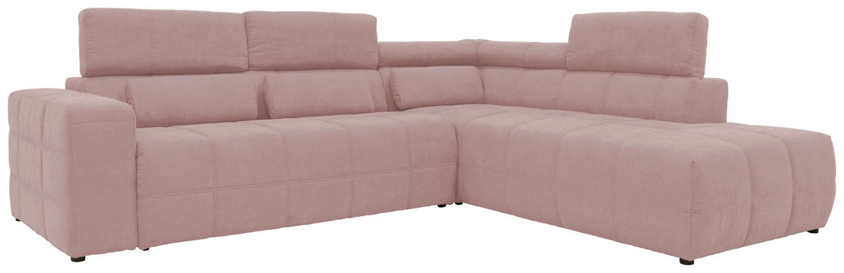 ECKSOFA Rosa Mikrofaser  - Schwarz/Rosa, Design, Kunststoff/Textil (275/228cm) - MID.YOU