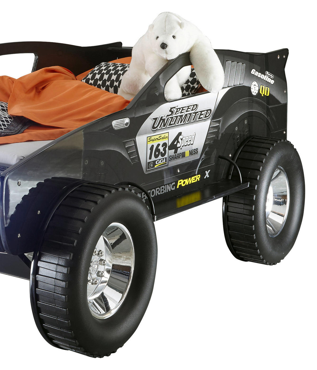 KREVET U OBLIKU AUTOMOBILA  crna   - crna, Basics (90/200cm) - Bessagi Kids