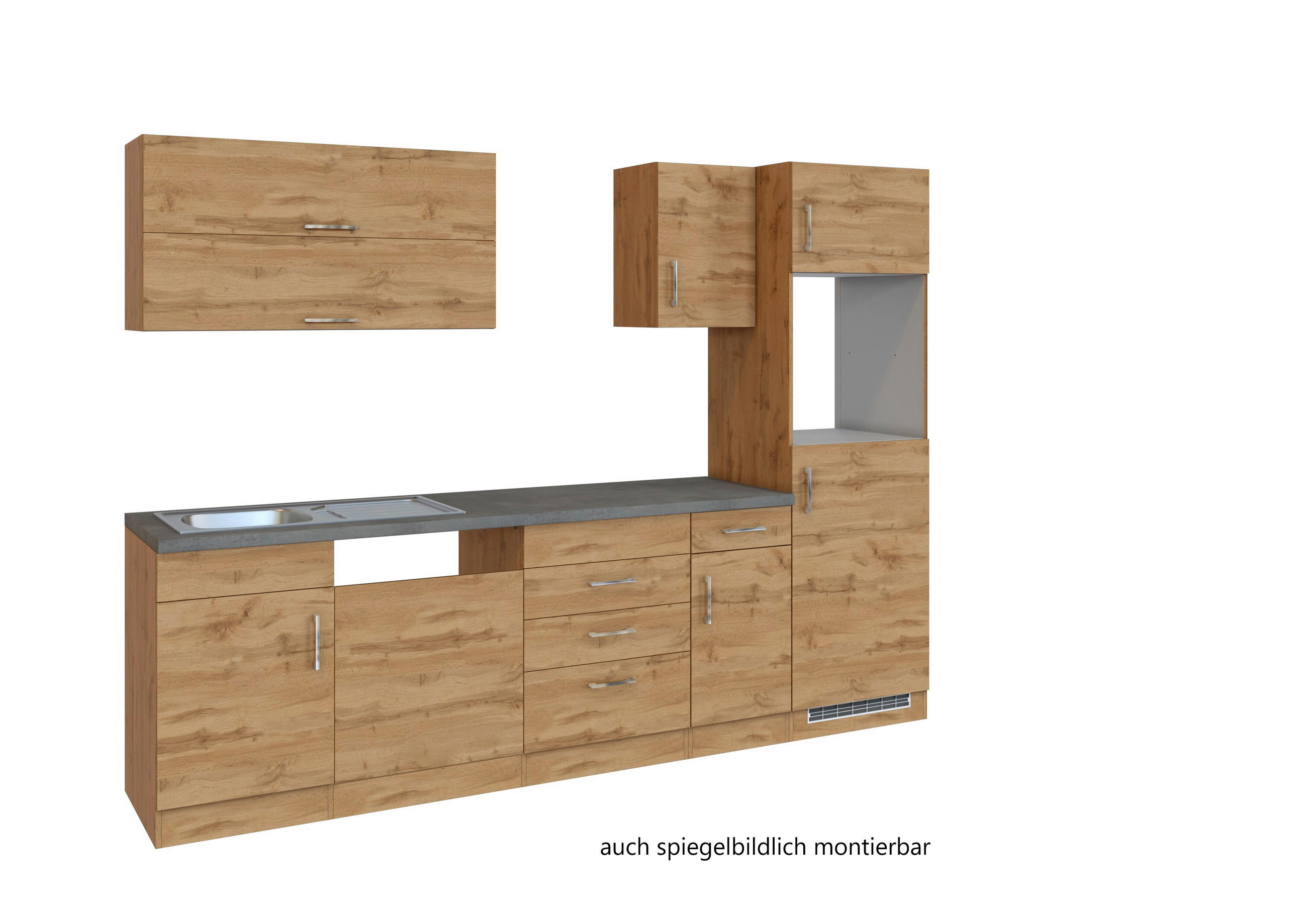 KÜCHENLEERBLOCK   in Eichefarben  - Eichefarben/Anthrazit, MODERN, Holzwerkstoff (210/200/60cm) - Held