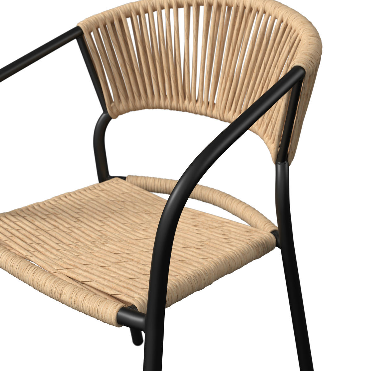 BALKONSET  - Schwarz/Naturfarben, Basics, Glas/Kunststoff (55/78/55cm) - Ambia Garden