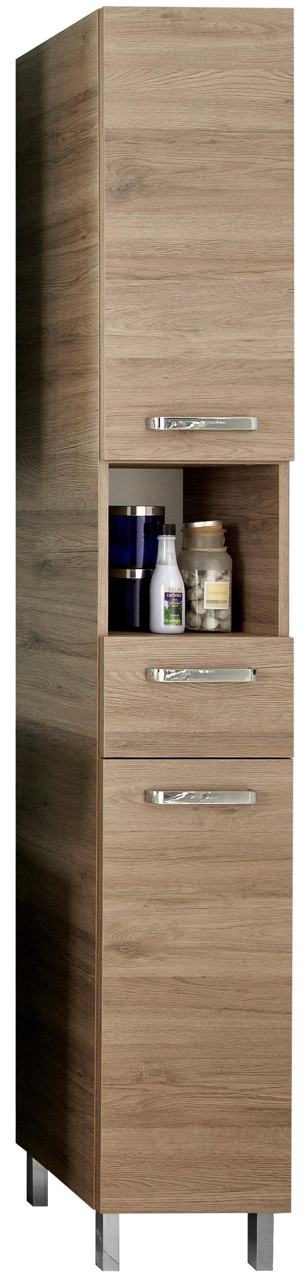 HOCHSCHRANK 30/195,5/33 cm  - Chromfarben/Eichefarben, KONVENTIONELL, Holzwerkstoff (30/195,5/33cm) - Carryhome