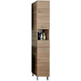 HOCHSCHRANK 30/195,5/33 cm  - Chromfarben/Eichefarben, KONVENTIONELL, Holzwerkstoff (30/195,5/33cm) - Carryhome