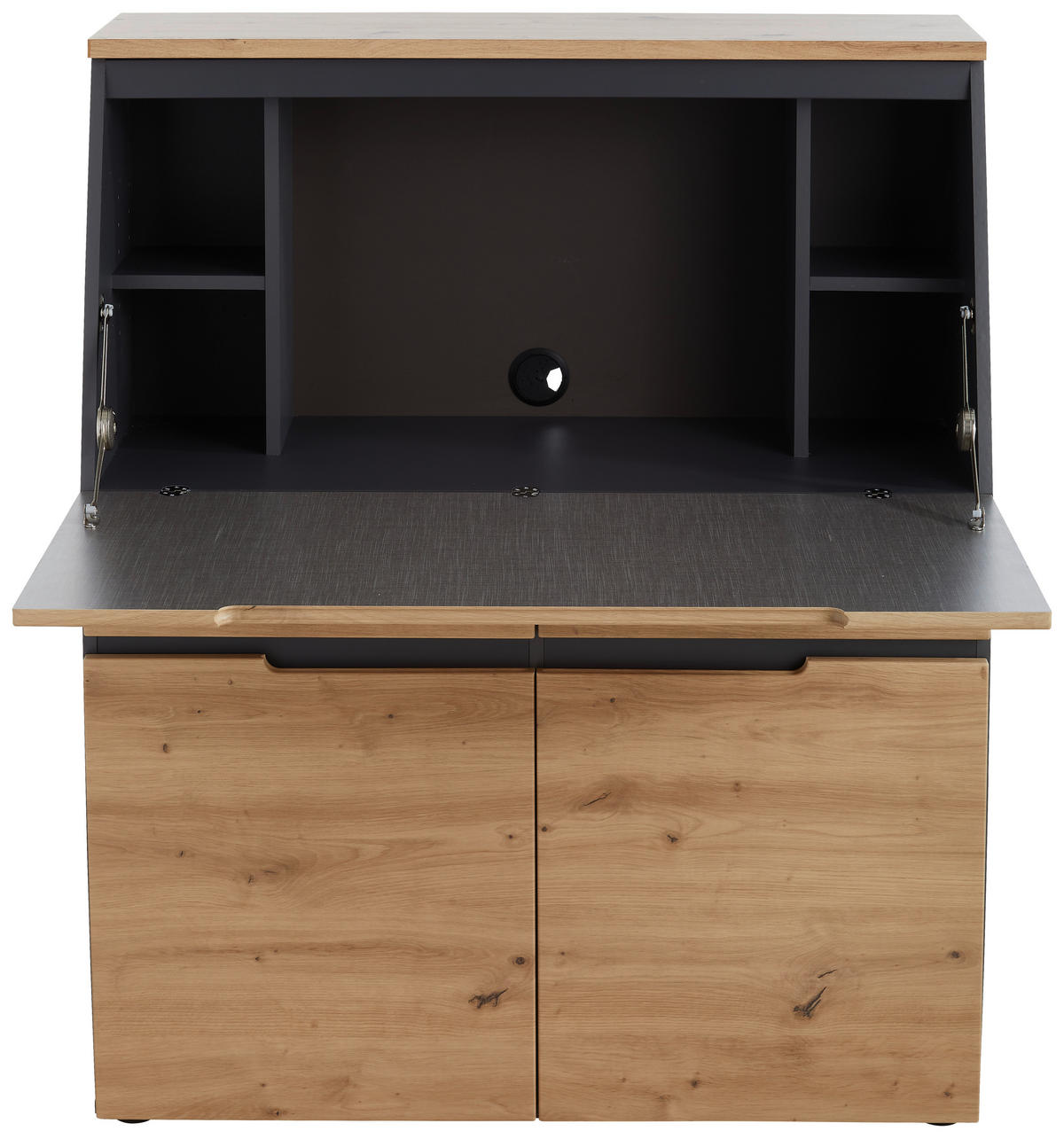 PISALNIK leseni material barve grafita, hrast artisan  - črna/barve grafita, Design, umetna masa/leseni material (100/124/41cm) - Voleo