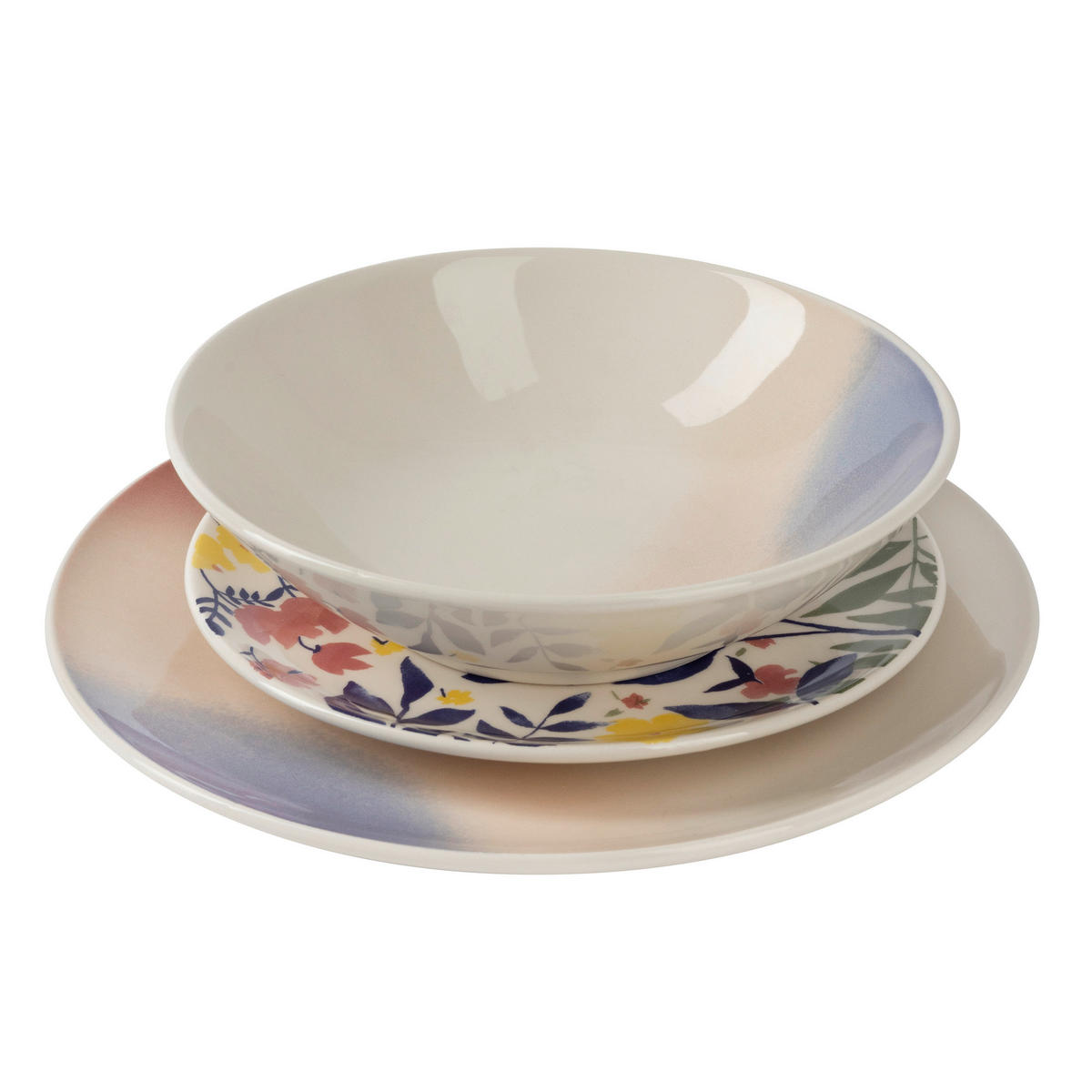 SERVICIU DE MASĂ 18 piese  - roz aprins/alb, Lifestyle, ceramică - Novel